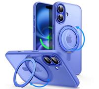 JETech Funda Anillo Giratorio 360 Grados para iPhone 16 6,1 Pulgadas con Botón Control Cámara, Compatible con MagSafe, Carcasa Slim con Soporte & Porta Anillos (Azul Ultramar)