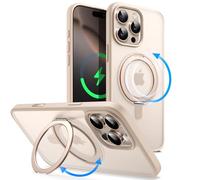 JETech Funda Anillo Giratorio 360 Grados para iPhone 16 Pro MAX 6,9 Pulgadas con Botón Control Cámara, Compatible con MagSafe, Carcasa Slim con Soporte & Porta Anillos (Titanio Color Desierto)