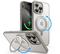 JETech Funda Anillo Giratorio 360 Grados para iPhone 16 Pro MAX 6,9 Pulgadas con Botón Control Cámara, Compatible con MagSafe, Carcasa Slim con Soporte & Porta Anillos (Titanio Natural)