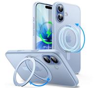 JETech Funda Anillo Giratorio 360 Grados para iPhone 17 6,3 Pulgadas con Botón Control Cámara, Compatible con MagSafe, Carcasa Slim Antigolpes con Soporte & Porta Anillos (Azul neblina)