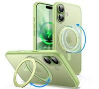 JETech Funda Anillo Giratorio 360 Grados para iPhone 17 6,3 Pulgadas con Botón Control Cámara, Compatible con MagSafe, Carcasa Slim Antigolpes con Soporte & Porta Anillos (Verde Salvia)
