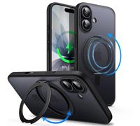 JETech Funda Anillo Giratorio 360 Grados para iPhone 17 6,3 Pulgadas con Botón Control Cámara, Compatible con MagSafe, Carcasa Slim Antigolpes con Soporte & Porta Anillos (Negro)
