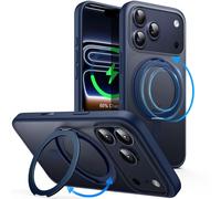 JETech Funda Anillo Giratorio 360 Grados para iPhone 17 Pro MAX 6,9 Pulgadas con Botón Control Cámara, Compatible con MagSafe, Carcasa Slim Antigolpes con Soporte & Porta Anillos (Azul Oscuro)