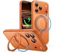 JETech Funda Anillo Giratorio 360 Grados para iPhone 17 Pro MAX 6,9 Pulgadas con Botón Control Cámara, Compatible con MagSafe, Carcasa Slim Antigolpes con Soporte & Porta Anillos (Naranja)