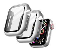 JETech Funda con Protector de Pantalla para Apple Watch SE 3/2/1 (2025/2022/2020) / Series 6 5 4 40mm, Cover Protectora Completo, Película Cristal Vidrio Templado, 2 Unidades (Plata)