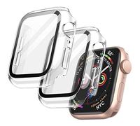 JETech Funda con Protector de Pantalla para Apple Watch SE 3/2/1 (2025/2022/2020) / Series 6 5 4 44mm, Cover Protectora Completo, Película Cristal Vidrio Templado, 2 Unidades (Transparente)