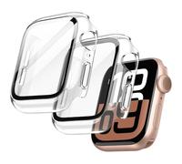 JETech Funda con Protector de Pantalla para Apple Watch Series 11/10 46mm, Carcasa General Protectora, Cristal Vidrio Templado Incorporado Alta Sensibilidad, 2 Unidades (Transparente)