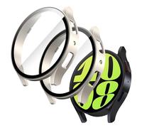 JETech Funda con Protector de Pantalla para Samsung Galaxy Watch 6 44mm, Carcasa Protección General, Cristal Vidrio Templado Incorporado Alta Sensibilidad, 2 Unidades (Oro)