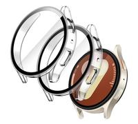 JETech Funda con Protector Pantalla para Samsung Galaxy Watch 7 40mm, Carcasa Protección General, Cristal Vidrio Templado Incorporado Alta Sensibilidad, 2 Unidades (Transparente)