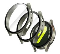 JETech Funda con Protector Pantalla para Samsung Galaxy Watch 7 44mm, Carcasa Protección General, Cristal Vidrio Templado Incorporado Alta Sensibilidad, 2 Unidades (Verde)