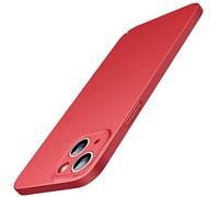 JETech Funda Fina Mejorada (0,85 mm Grosor) para iPhone 14 Plus 6,7 Pulgadas, Cubierta Lente Cámara Protección Completa, Ultrafina Ligera Carcasa Mate PC Duro, Carga Inalámbrica (Rojo)