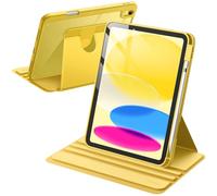 JETech Funda Giratoria para iPad (A16) 11.ª/10.ª Generación (2025/2022) con Soporte para Pencil, Carcasa Soporte Rotación de 360 Grados Protectora Respaldo Clara (Amarillo)