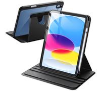 JETech Funda Giratoria para iPad (A16) 11.ª/10.ª Generación (2025/2022) con Soporte para Pencil, Carcasa Soporte Rotación de 360 Grados Protectora Respaldo Clara (Negro)