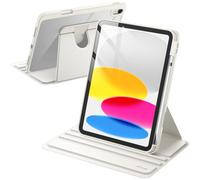JETech Funda Giratoria para iPad (A16) 11.ª/10.ª Generación (2025/2022) con Soporte para Pencil, Carcasa Soporte Rotación de 360 Grados Protectora Respaldo Clara (Blanco)