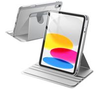 JETech Funda Giratoria para iPad (A16) 11.ª/10.ª Generación (2025/2022) con Soporte para Pencil, Carcasa Soporte Rotación de 360 Grados Protectora Respaldo Clara (Plata)