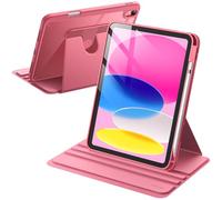 JETech Funda Giratoria para iPad (A16) 11.ª/10.ª Generación (2025/2022) con Soporte para Pencil, Carcasa Soporte Rotación de 360 Grados Protectora Respaldo Clara (Rosado)