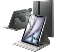 JETech Funda Giratoria para iPad Air 11 Pulgadas M4/M3/M2 (2026/2025/2024), iPad Air 5/4 (2022/2020 5.ª/4.ª 10,9 Pulgadas) con Soporte para Pencil, Carcasa Cuero PU Rotación (Gris Espacial)