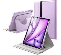 JETech Funda Giratoria para iPad Air 13 Pulgadas M4/M3/M2 (2026/2025/2024) con Soporte para Pencil, Carcasa Folio Cuero PU Rotación 360 Grados (Púrpura)