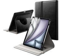 JETech Funda Giratoria para iPad Air 13 Pulgadas M4/M3/M2 (2026/2025/2024) con Soporte para Pencil, Carcasa Folio Cuero PU Rotación 360 Grados (Negro)