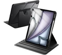 JETech Funda Giratoria para iPad Air 13 Pulgadas M4/M3/M2 (2026/2025/2024) con Soporte para Pencil, Carcasa Soporte Rotación de 360 Grados Protectora Respaldo Clara (Negro)