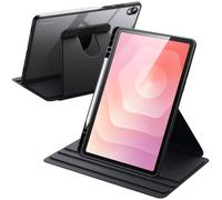 JETech Funda Giratoria para Samsung Galaxy Tab S10+/S9 FE+/S9+ 12,4", Negro | Para 2024/2023 Modelo, Soporte Giratorio 360°, Diseño con Carcasa Trasera Transparente, con S Pen Soporte