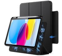 JETech Funda Magnética Desmontable para iPad (A16) 11.ª/10.ª Generación (2025/2022) con Soporte para Pencil, Carcasa Clara Giratorio Extraíble, Soporte para Retrato/Paisaje (Negro)