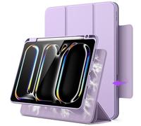 JETech Funda Magnética Desmontable para iPad Pro 11 Pulgadas M5/M4 (2025/2024) con Porta para Pencil, Carcasa Clara Giratorio Extraíble, Soporte para Retrato/Paisaje (Lavanda)