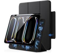 JETech Funda Magnética Desmontable para iPad Pro 13 Pulgadas M5/M4 (2025/2024) con Porta para Pencil, Carcasa Clara Giratorio Extraíble, Soporte para Retrato/Paisaje (Negro)