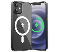 JETech Funda Magnética para iPhone 12/12 Pro 6,1 Pulgadas Compatible con MagSafe Carga Inalámbrica, Carcasa Antigolpes, Parte Trasera Transparente Anti-Arañazos (Negro)