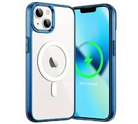 JETech Funda Magnética para iPhone 13 6,1 Pulgadas Compatible con MagSafe Carga Inalámbrica, Carcasa Antigolpes, Parte Trasera Transparente Anti-Arañazos (Marino)