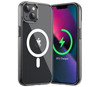 JETech Funda Magnética para iPhone 13 6,1 Pulgadas Compatible con MagSafe Carga Inalámbrica, Carcasa Antigolpes, Parte Trasera Transparente Anti-Arañazos (Negro)