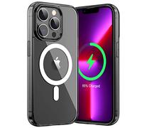 JETech Funda Magnética para iPhone 13 Pro 6,1 Pulgadas Compatible con MagSafe Carga Inalámbrica, Carcasa Antigolpes, Parte Trasera Transparente Anti-Arañazos (Negro)