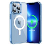 JETech Funda Magnética para iPhone 13 Pro 6,1 Pulgadas Compatible con MagSafe Carga Inalámbrica, Carcasa Antigolpes, Parte Trasera Transparente Anti-Arañazos (Azul Alpino)