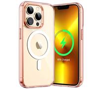 JETech Funda Magnética para iPhone 13 Pro 6,1 Pulgadas Compatible con MagSafe Carga Inalámbrica, Carcasa Antigolpes, Parte Trasera Transparente Anti-Arañazos (Oro Rosa)