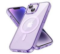 JETech Funda Magnética para iPhone 14 6,1 Pulgadas, Compatible con MagSafe Carga Inalámbrica, Carcasa Bumper Teléfono Antigolpes, Parte Trasera Transparente Anti-Arañazos (Morado Oscuro)