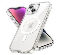 JETech Funda Magnética para iPhone 14 6,1 Pulgadas, Compatible con MagSafe Carga Inalámbrica, Carcasa Bumper Teléfono Antigolpes, Parte Trasera Transparente Anti-Arañazos (Transparente)