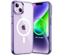 JETech Funda Magnética para iPhone 14 Plus 6,7 Pulgadas, Compatible con MagSafe Carga Inalámbrica, Carcasa Bumper Teléfono Antigolpes, Parte Trasera Transparente Anti-Arañazos (Morado Oscuro)