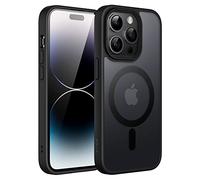 JETech Funda Magnética para iPhone 14 Pro 6,1 Pulgadas Compatible con MagSafe, Carcasa Translúcida Mate Trasera Fina Antigolpes (Negro)