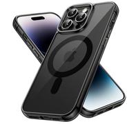JETech Funda Magnética para iPhone 14 Pro 6,1 Pulgadas, Compatible con MagSafe Carga Inalámbrica, Carcasa Bumper Teléfono Antigolpes, Parte Trasera Transparente Anti-Arañazos (Negro)