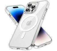 JETech Funda Magnética para iPhone 14 Pro MAX 6,7 Pulgadas, Compatible con MagSafe Carga Inalámbrica, Carcasa Bumper Teléfono Antigolpes, Parte Trasera Transparente Anti-Arañazos (Transparente)