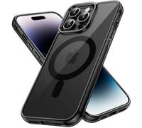 JETech Funda Magnética para iPhone 14 Pro MAX 6,7 Pulgadas, Compatible con MagSafe Carga Inalámbrica, Carcasa Bumper Teléfono Antigolpes, Parte Trasera Transparente Anti-Arañazos (Negro)