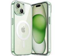 JETech Funda Magnética para iPhone 15 6,1 Pulgadas, Compatible con MagSafe Carga Inalámbrica, Carcasa Bumper Teléfono Antigolpes, Parte Trasera Transparente Anti-Arañazos (Verde)