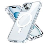 JETech Funda Magnética para iPhone 15 6,1 Pulgadas, Compatible con MagSafe Carga Inalámbrica, Carcasa Bumper Teléfono Antigolpes, Parte Trasera Transparente Anti-Arañazos (Transparente)