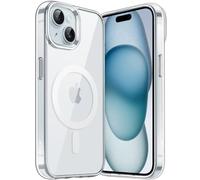 JETech Funda Magnética para iPhone 15 Plus 6,7 Pulgadas, Compatible con MagSafe Carga Inalámbrica, Carcasa Bumper Teléfono Antigolpes, Parte Trasera Transparente Anti-Arañazos (Transparente)