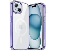 JETech Funda Magnética para iPhone 15 Plus 6,7 Pulgadas, Compatible con MagSafe Carga Inalámbrica, Carcasa Bumper Teléfono Antigolpes, Parte Trasera Transparente Anti-Arañazos (Púrpura Claro)