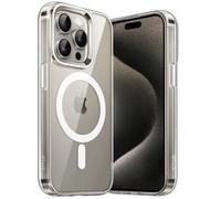 JETech Funda Magnética para iPhone 15 Pro 6,1 Pulgadas, Compatible con MagSafe Carga Inalámbrica, Carcasa Antigolpes, Parte Trasera Transparente Anti-Arañazos (Transparente)