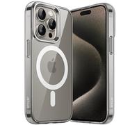 JETech Funda Magnética para iPhone 15 Pro 6,1 Pulgadas, Compatible con MagSafe Carga Inalámbrica, Carcasa Antigolpes, Parte Trasera Transparente Anti-Arañazos (Titanio Natural)
