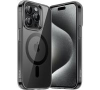 JETech Funda Magnética para iPhone 15 Pro MAX 6,7 Pulgadas, Compatible con MagSafe Carga Inalámbrica, Carcasa Antigolpes, Parte Trasera Transparente Anti-Arañazos (Negro)