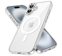 JETech Funda Magnética para iPhone 16 6,1 Pulgadas Compatible con MagSafe, Carcasa Antigolpes, Anti-Arañazos Respaldo Transparente (Transparente)