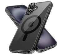 JETech Funda Magnética para iPhone 16 6,1 Pulgadas Compatible con MagSafe, Carcasa Antigolpes, Anti-Arañazos Respaldo Transparente (Negro)